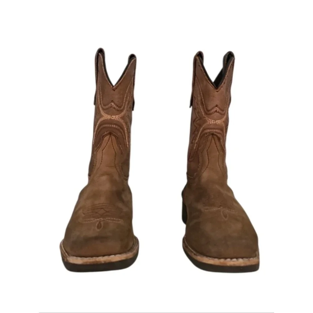 J.B. Dillon Kids Brown Leather Cowboy Boots Youth Size 13 Western Rodeo Unisex